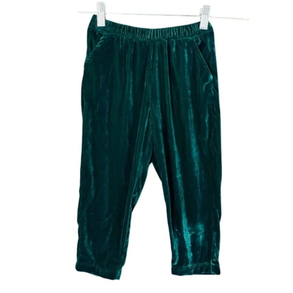 Gymboree Pants Girls Size XS 4‎ Green Crushed Velvet Velour Pull On Jogger NWT